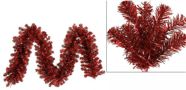 9' x 12" Pre-Lit Red Hot Tinsel Artificial Christmas Garland - Red Lights