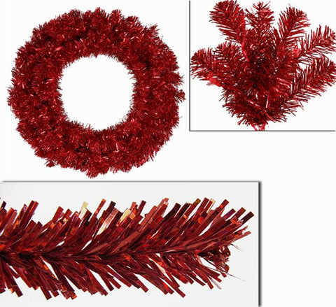 36" Pre-Lit Sparkling Red Hot Tinsel Artificial Christmas Wreath - Red Lights