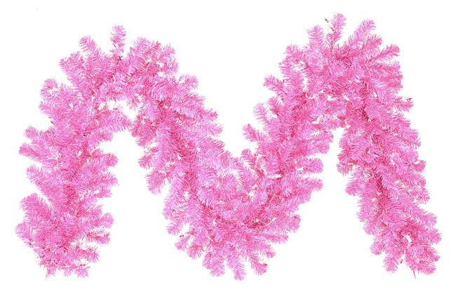 9' x 12" Pre-Lit Hot Pink Tinsel Artificial Christmas Garland - Pink Lights