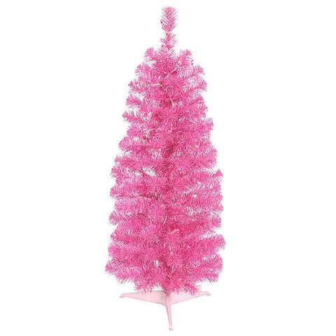 4.5' Pre-Lit Sparkling Pink Artificial Pencil Christmas Tree - Pink Lights