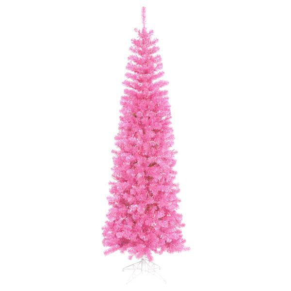 7.5' Pre-Lit Pink Artificial Pencil Tinsel Christmas Tree - Pink Lights