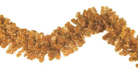 9' x 12" Pre-Lit Antique Gold Copper Tinsel Artificial Christmas Garland - Clear Lights