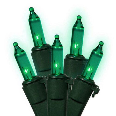 Set of 50 Teal Green Mini Christmas Lights 4" Bulb Spacing - Green Wire