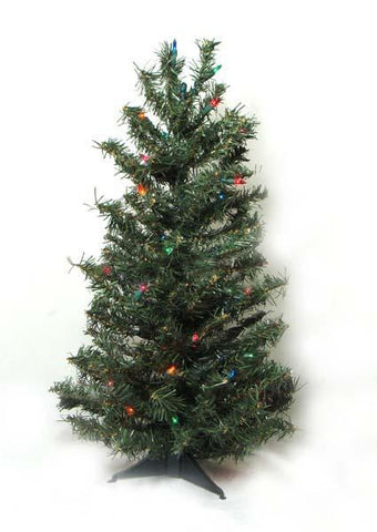 2' Pre-Lit Canadian Pine Artificial Christmas Tree - Multi Lights