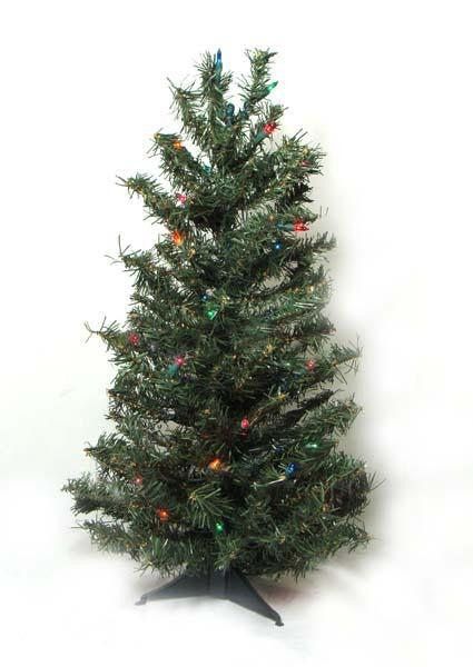 2.5' Pre-Lit Canadian Pine Artificial Christmas Tree - Multi Lights