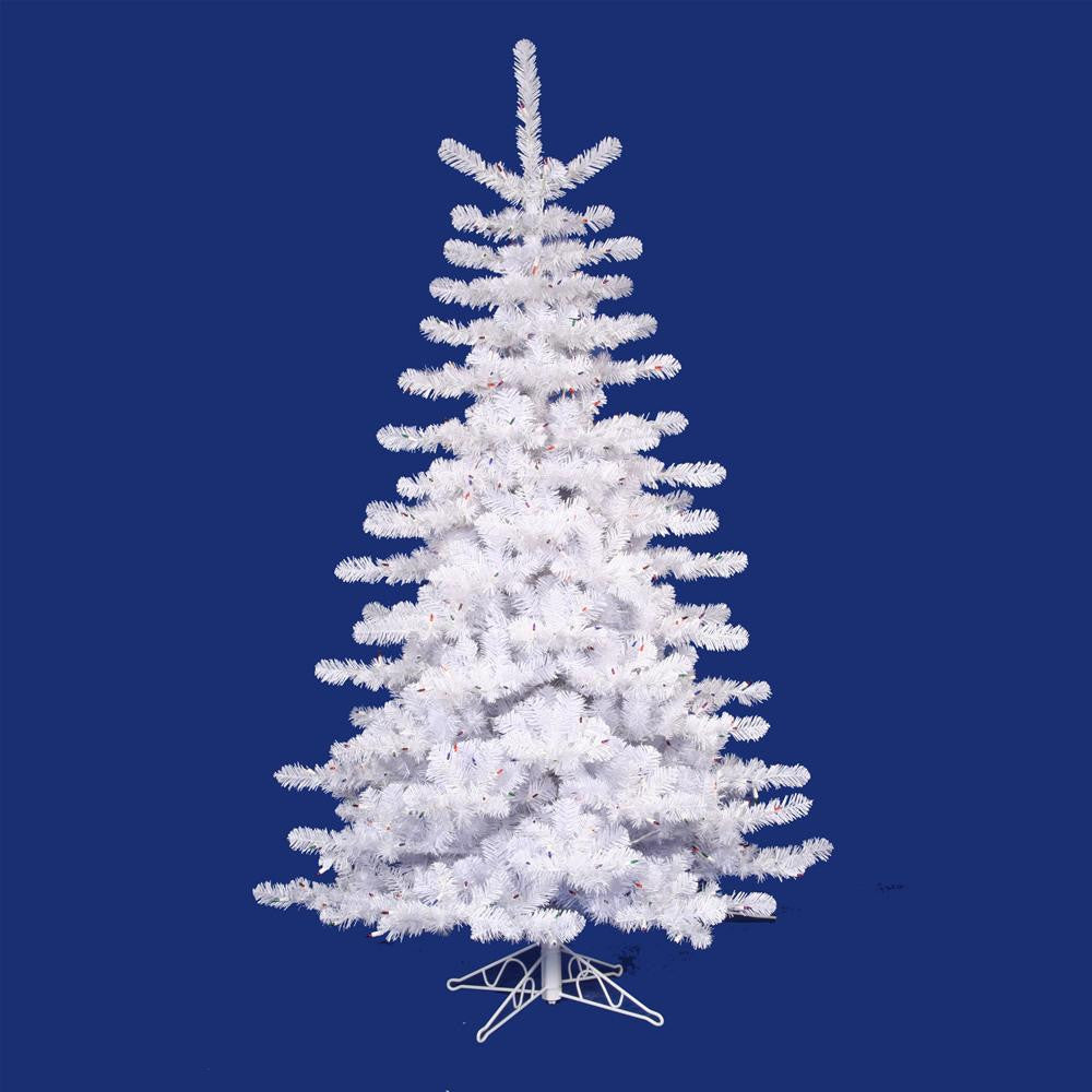 14' Pre-lit Crystal White Artificial Christmas Tree - Multi Lights