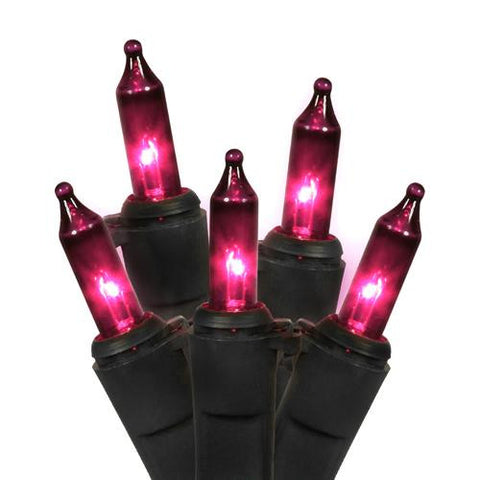 Set of 100 Purple Mini Christmas-Halloween Lights - Black Wire