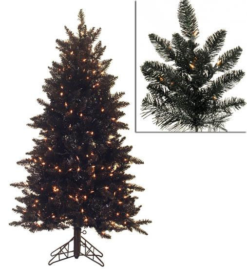 4.5' Pre-Lit Slim Black Ashley Spruce Artificial Christmas Tree - Clear Lights