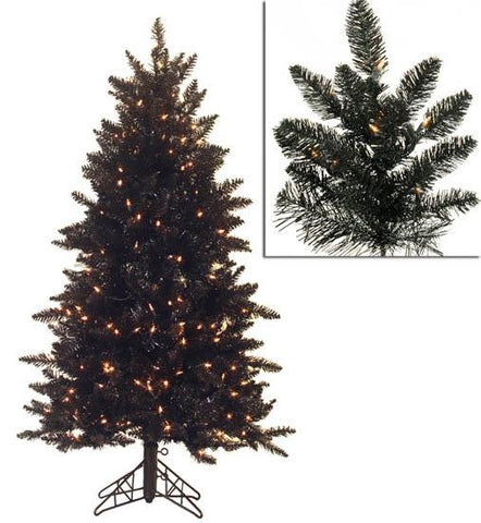 4.5' Pre-Lit Slim Black Ashley Spruce Artificial Christmas Tree - Clear Lights