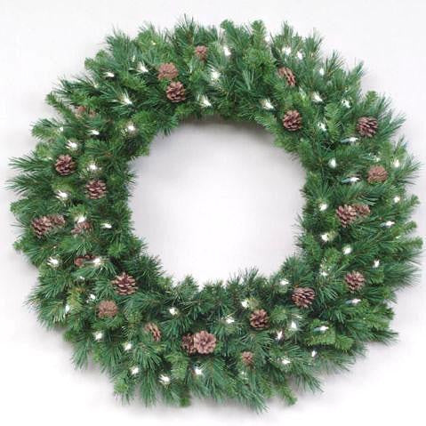 12' Pre-Lit Cheyenne with Pine Cones Commercial Christmas Wreath - Clear Lights