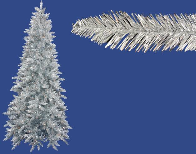 4.5' Pre-Lit Slim Silver Ashley Spruce Tinsel Christmas Tree - Clear Lights