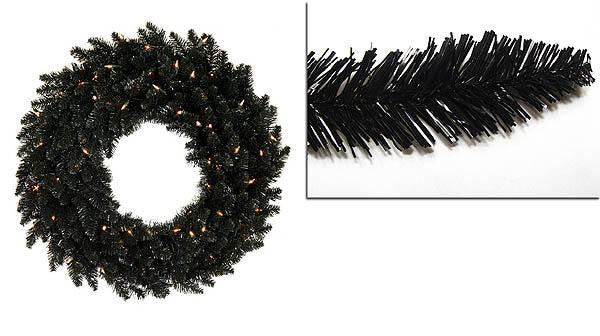 36" Pre-Lit Black Ashley Spruce Artificial Christmas Wreath - Clear Lights