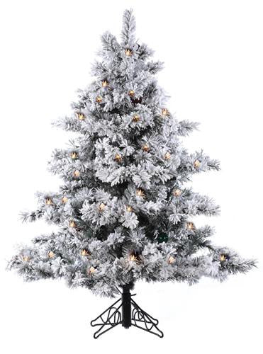 4.5' Pre-Lit Flocked Alaskan Artificial Christmas Tree - Clear Lights