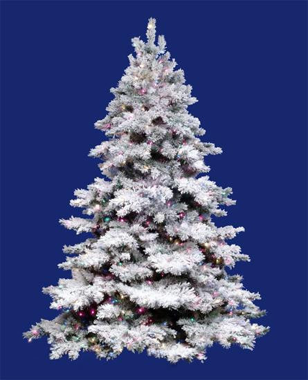 7.5' Pre-Lit Flocked Alaskan Artificial Christmas Tree - Multi Dura Lights