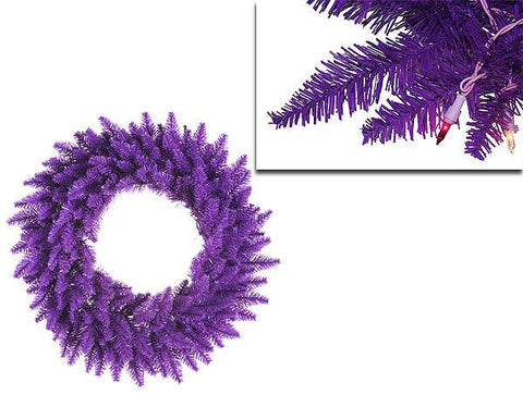 36" Pre-Lit Purple Ashley Spruce Christmas Wreath - Clear & Purple Lights