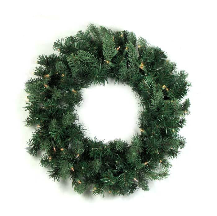 24" Pre-lit Natural Frasier Fir Artificial Christmas Wreath - Clear Dura Lights