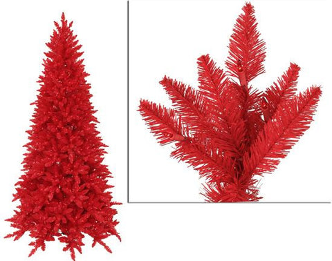 9' Pre-Lit Slim Red Ashley Spruce Artificial Christmas Tree - Red Lights