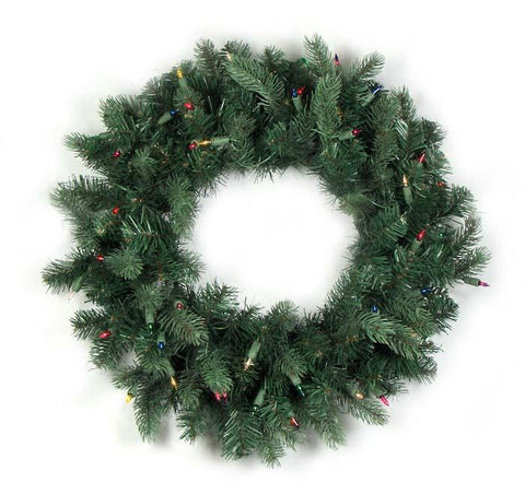 24" Pre-Lit Natural Frasier Fir Artificial Christmas Wreath - Multi Lights