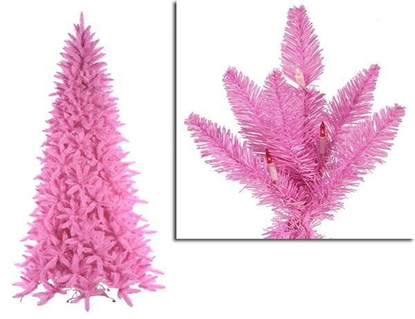 9' Pre-Lit Slim Pink Ashley Spruce Artificial Christmas Tree - Clear and Pink Lights