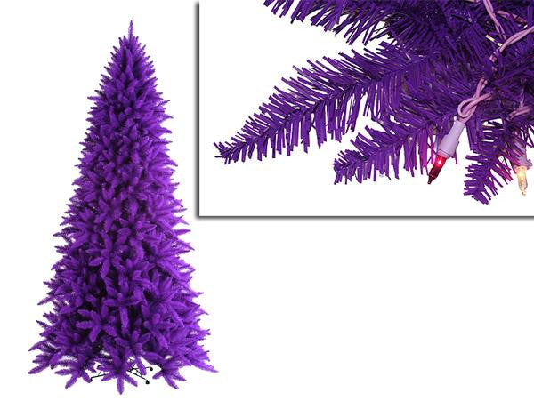 9' Pre-Lit Slim Purple Ashley Spruce Christmas Tree - Clear & Purple Lights