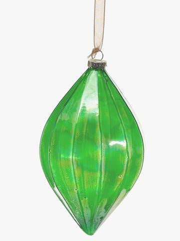 5.5" Princess Garden Iridescent Green Finial Shaped Glass Christmas Ornament