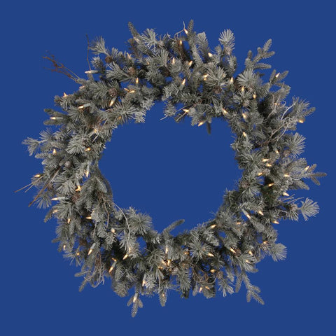 36" Pre-Lit Frosted Wistler Fir Artificial Christmas Wreath - Clear Dura Lights