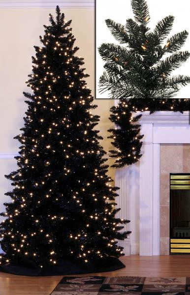 10' Pre-Lit Slim Black Ashley Spruce Artificial Christmas Tree - Clear Lights