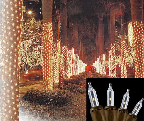 2' x 8' Clear Mini Net Style Tree Trunk Wrap Christmas Lights - Brown Wire