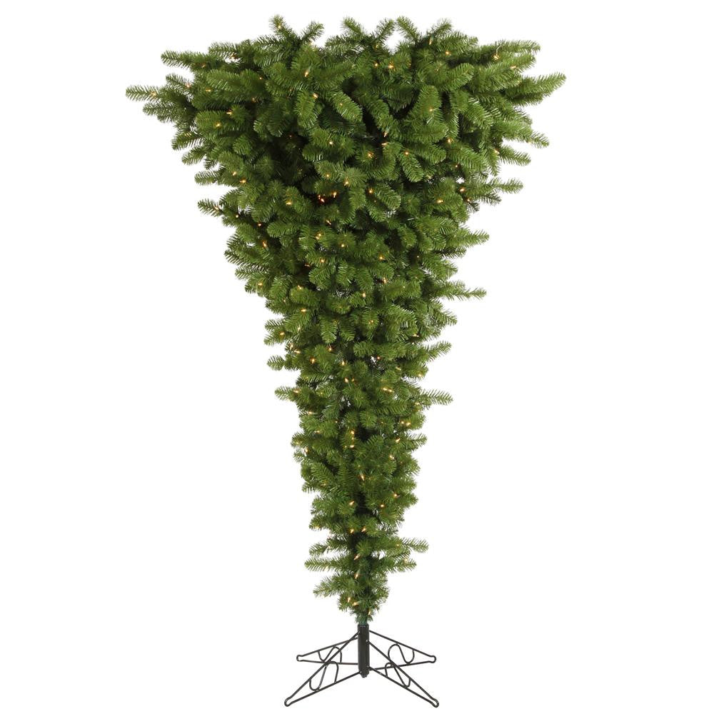 7.5' Pre-Lit Green Upside Down Artificial Christmas Tree - Clear Dura Lights