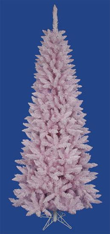 4.5' Flocked Cupcake Pink Artificial Spruce Slim Christmas Tree - Unlit