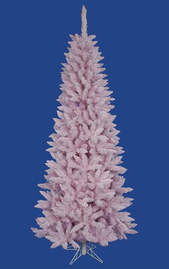 7.5' Flocked Cupcake Pink Artificial Spruce Slim Christmas Tree - Unlit