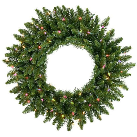 24" Pre-Lit Camdon Fir Artificial Christmas Wreath - Multi Lights