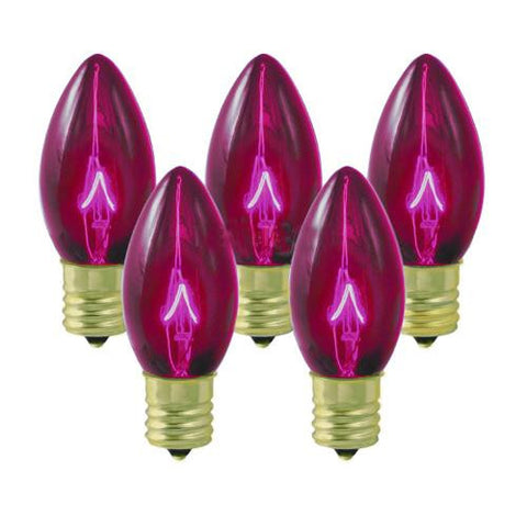 Pack of 25 C9 Transparent Pink-Purple Replacement Christmas Light Bulbs