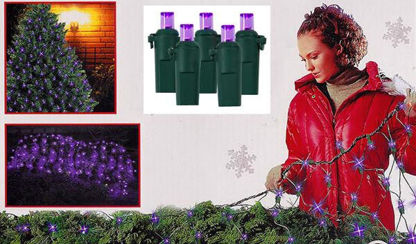 4' x 6' Purple LED Wide Angle Net Style Christmas Lights - Green Wire