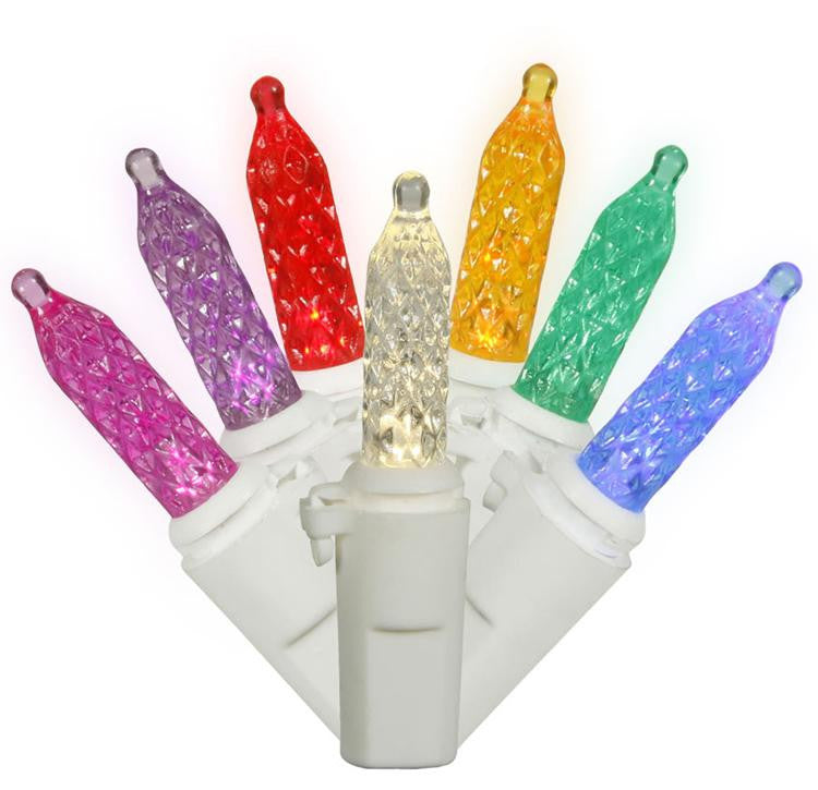 Set of 70 LED Multi-Color M5 Mini Christmas Lights - White Wire