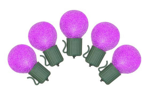 Set of 10 Battery Operated Purple Sugared LED G30 Christmas Lights - Green Wire