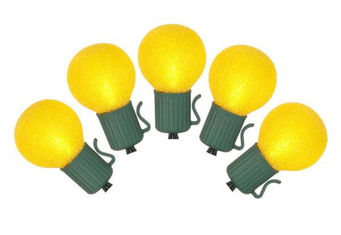 Set of 10 Battery Operated Sugared Yellow LED G30 Christmas Lights - Green Wire