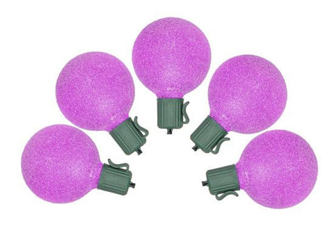 Set of 10 Battery Operated Purple Sugared LED G50 Christmas Lights - Green Wire