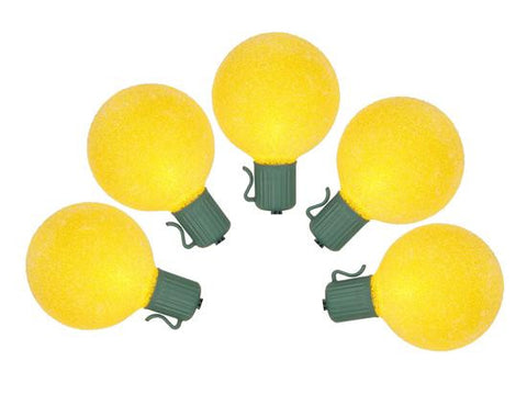 Set of 10 Battery Operated Sugared Yellow LED G50 Christmas Lights - Green Wire