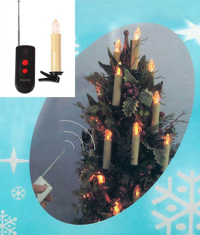 Set of 10 LED Battery Operated RF Remote Control Candle Christmas Lights