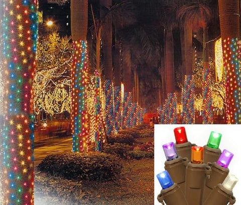 2' x 8' Multi-Color LED Net Style Tree Trunk Wrap Christmas Lights - Brown Wire