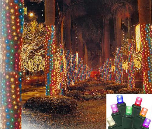 2' x 8' Multi LED Christmas Net Style Tree Trunk Wrap Lights - Green Wire