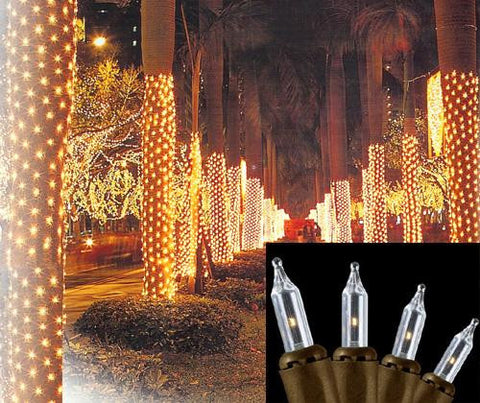 2' x 8' Clear Mini Twinkle Net Style Tree Trunk Wrap Christmas Lights - Brown Wire