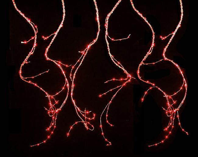 Set of 288 Red LED Angel Tear Drop Branch Icicle Christmas Light Curtain