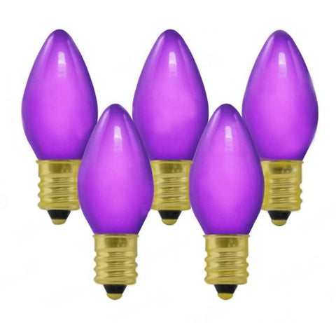 Club Pack of 25 C7 Ceramic Pinkish Purple Replacement Christmas Light Bulbs