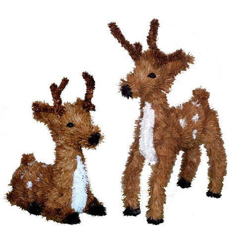 Set of 2 Sitting and Standing Reindeer Christmas Decorations 26"