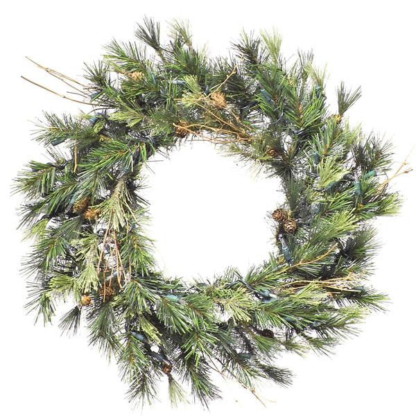 16" Pre-Lit Mixed Country Pine Artificial Christmas Wreath - Clear Dura Lights