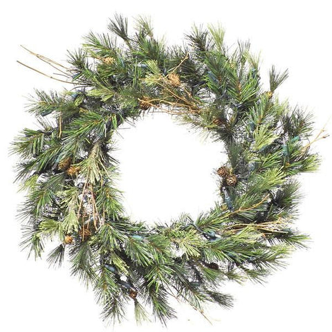 16" Pre-Lit Mixed Country Pine Artificial Christmas Wreath - Clear Dura Lights