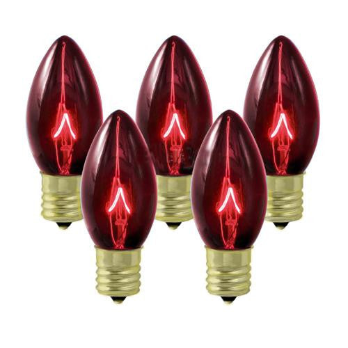 Club Pack of 25 C9 Transparent Red Replacement Christmas Light Bulbs