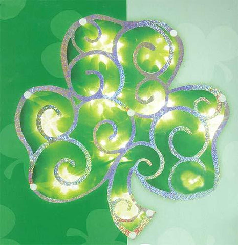 11" Lighted Shimmering St. Patrick's Irish Shamrock Window Silhouette Decoration